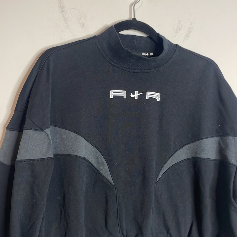 Nike Air | Women’s Black Mock Women Cropped Fleece Crew Size Large - Picture 3 of 6